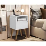 Mesa de Cabeceira Evora Pés Palito Branco - jm Casa dos Moveis